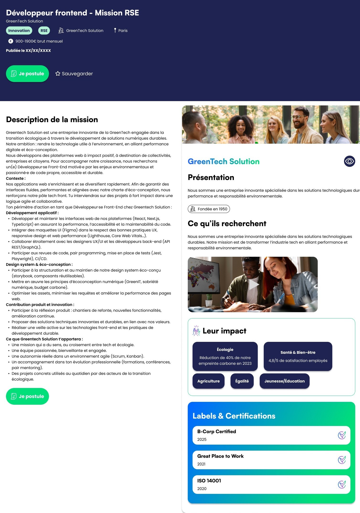 Offre de stage d'un recruteur responsable sur la plateforme younivibe